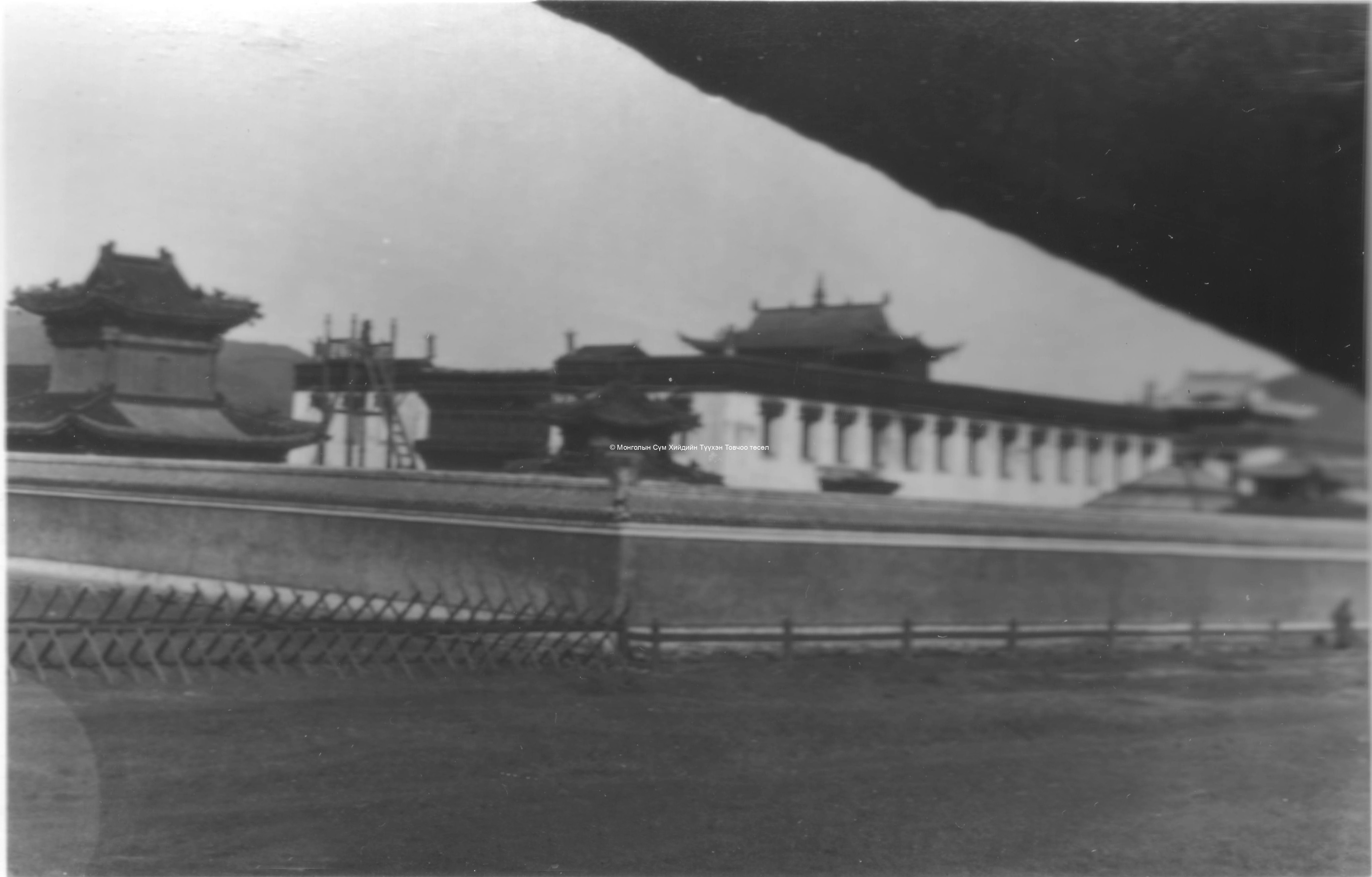 General view of the main part of the monastery from the south-eastern corner. Film Archives K-23779